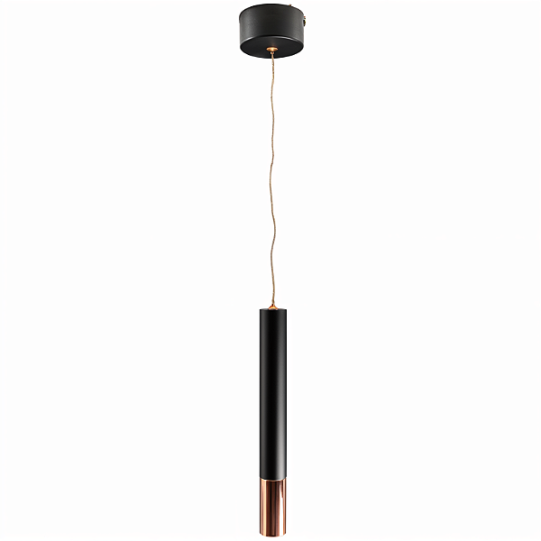 PENDENTE ARANHA TUBO 34CM PRETO + ROSÊ GOLD - 12W - BRANCO QUENTE