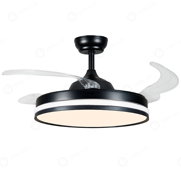VENTILADOR DE TETO COM PÁ RETRÁTIL E CONTROLE REMOTO - PRETO