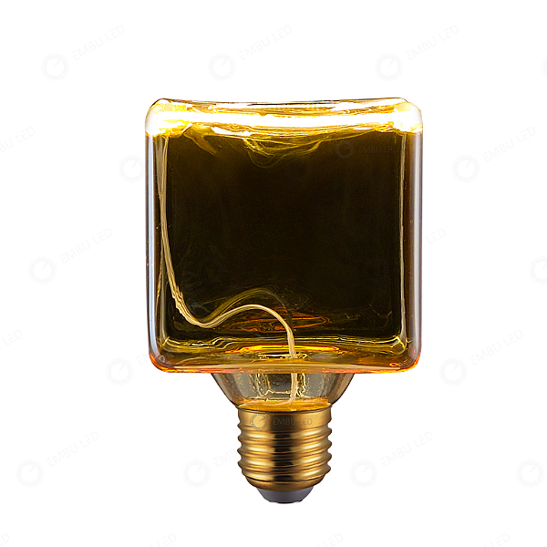 LÂMPADA LED FILAMENTO FUMÊ CUBO E27 - 6W - ÂMBAR