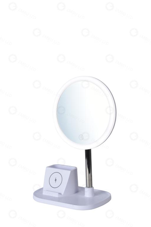 LUMINÁRIA DE MESA COM ESPELHO 3 CORES ( SENSOR DE LIGACAO TOUCH, CARREGAMENTO DE CELULAR S/FIO )