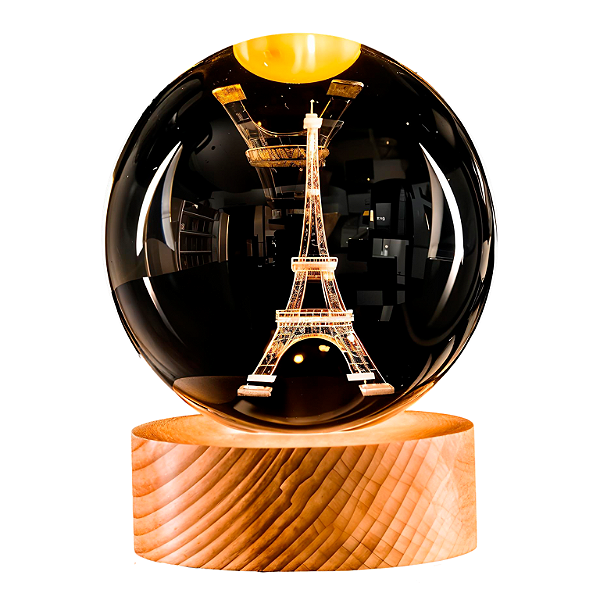 LUMINÁRIA 3D ABAJUR BOLINHA TORRE EIFFEL 2W 3000K