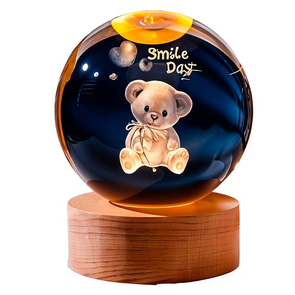 LUMINÁRIA 3D BOLA CRISTAL URSINHO 2W 3000K