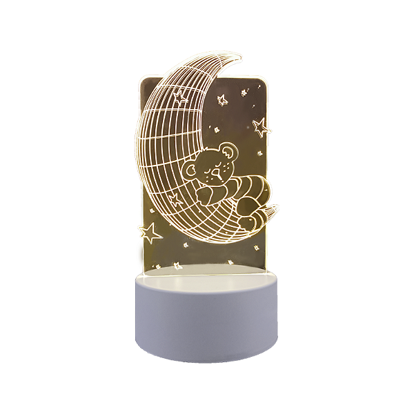 LUMINÁRIA ABAJUR 3D LUA E URSO 3K/4K/6,5K
