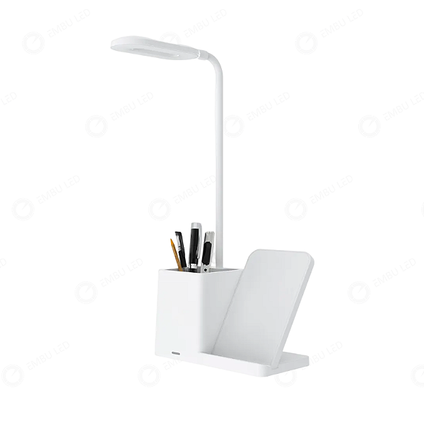 LUMINÁRIA DE MESA PORTA CANETA (CARREGADOR DE CELULAR SEM FIO ) BRANCO