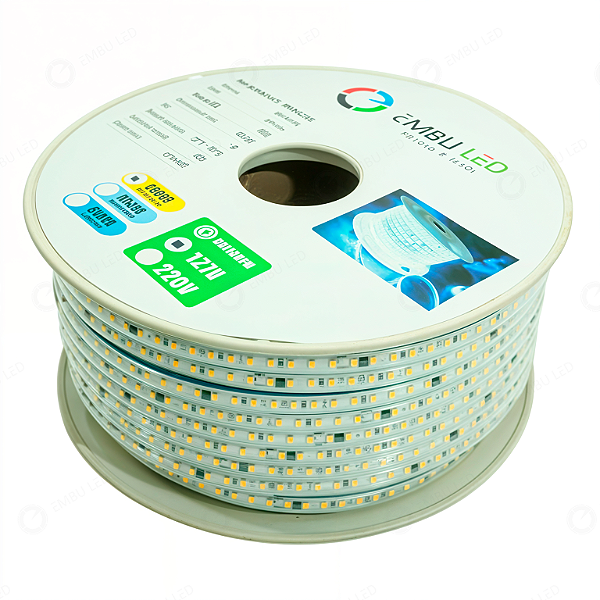 MANGUEIRA CHATA SLIM 2835 120LEDS/M COM 5 PLUGS - IP66 - BRANCO NEUTRO