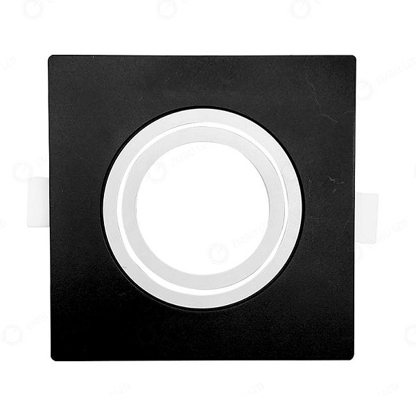 SPOT FACE PLANA MR11 QUADRADO PRETO E BRANCO + SOQUETE GU10