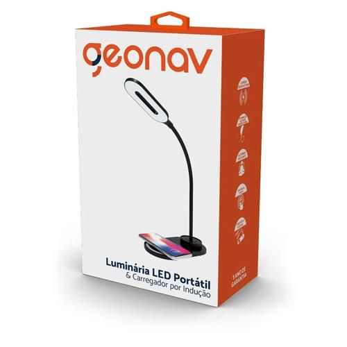 Luminaria led portatil e carregador por indução geonav