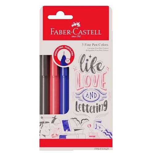 Caneta 0.4 fine pen 3 cores colors faber castell
