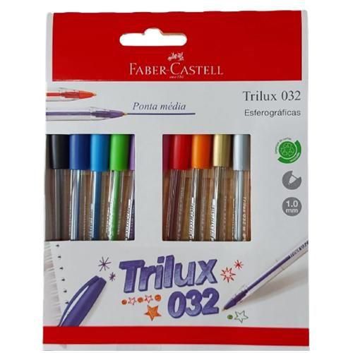 Kit de caneta Faber Castell trilux 032 M 1.0mm com 10 cores