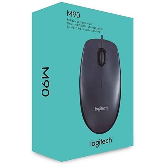 Mouse com fio USB Logitech M90 com Design Ambidestro e Facilidade Plug and Play