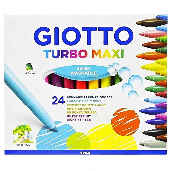 Caneta Hidrocor Giotto Turbo Maxi 24 Cores
