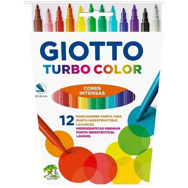 Caneta Hidrográfica Turbo Color Com 12 Cores Giotto