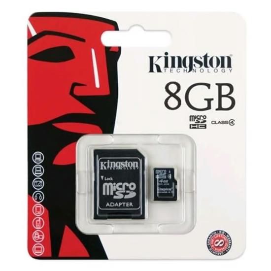 Cartão De Memória Micro Sd 8gb Class 4 + Adaptador Kingston