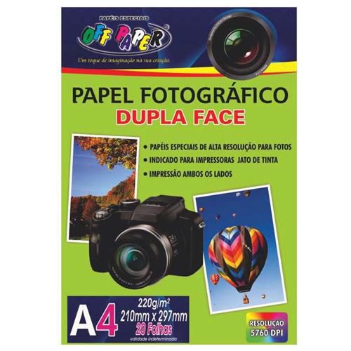 Papel fotofrafico dupla face a4 220g com 20 foljhas - Off Paper