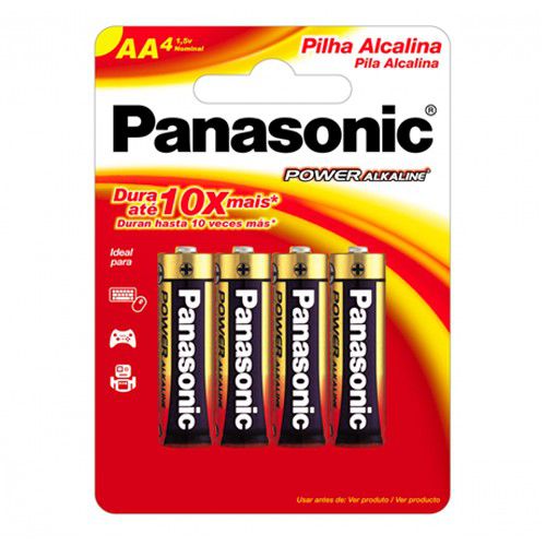 Panasonic Pilha Alcalina Pequena Aa Com 4 Lr6Xab/4B192 Pacote De 4