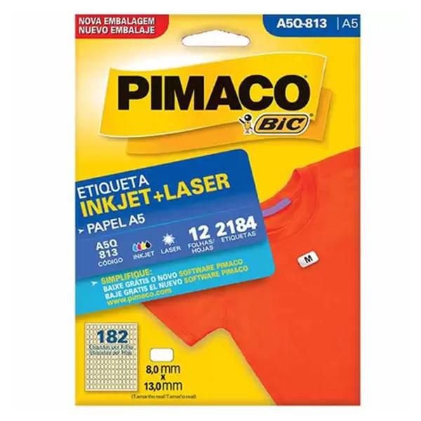 Etiqueta Pimaco A5 Inkjet + Laser 8x13mm 12 Folhas A5Q 813