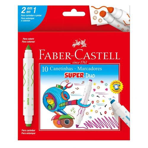 CANETA HIDROGRÁFICA SUPER DUO COM 10 CORES FABER-CASTELL