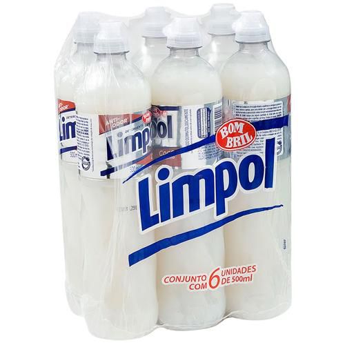 kit com 06 detergente limpol coco 500ml biodegradável