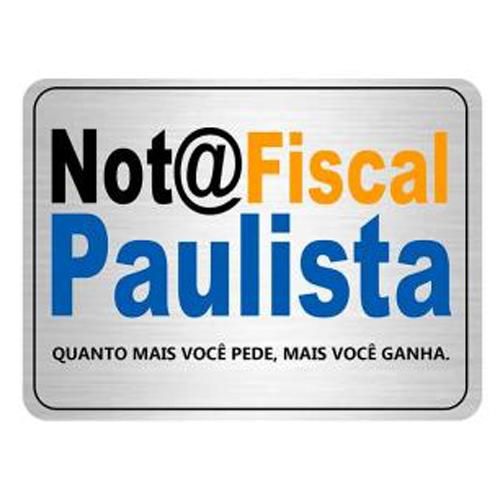 Placa de Sinalização Alumínio 16x25cm Nota Fiscal Paulista C25048 Indika