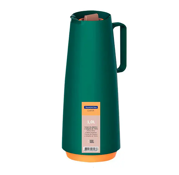 Bule Térmico Tramontina Exata em Plástico Verde com Ampola de Vidro 1 L