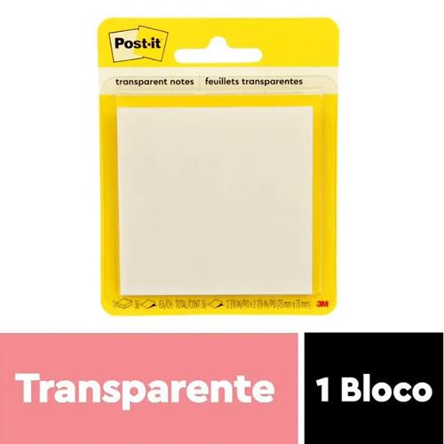 Bloco Adesivo Post-it 73x73mm Transparente 36 Folhas 3M
