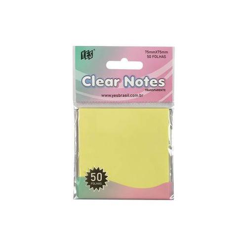 Bloco Adesivo Clear Notes 75x75mm Amarelo Yes