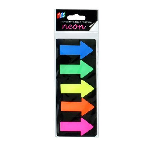Bloco Adesivo Setas Neon 75x75mm 5 cores 100 folhas Yes