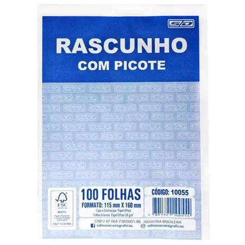 Bloco Rascunho 80mmx115mm 80 Folhas com Picote