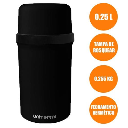 Garrafa Térmica Fano 250ml Preta Unitermi