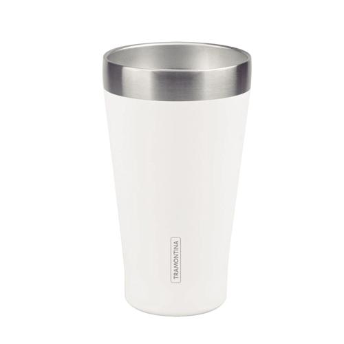 Copo Térmico Tramontina Exata em Aço Inox Branco sem Tampa 420 ml
