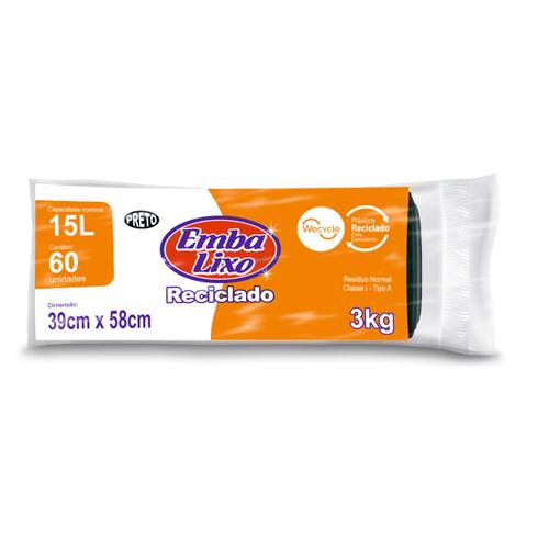 SACO P/LIXO EMBALIXO PRETO 15L C/60