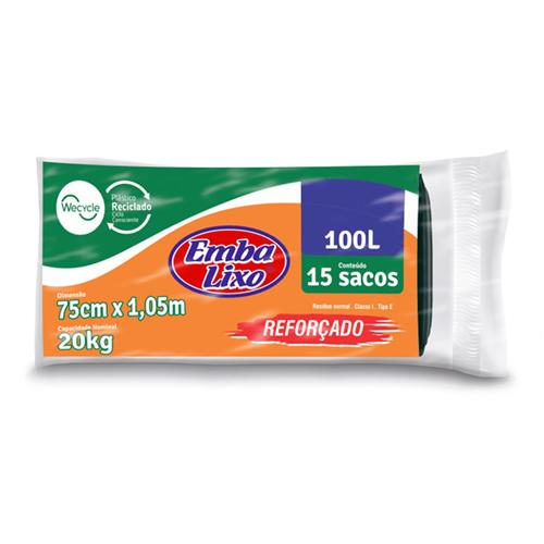 SACO P/LIXO EMBALIXO PRETO 100L C/15