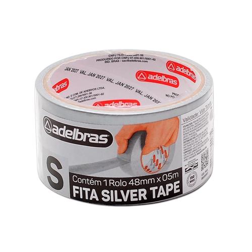 Fita Adesiva Reforçada Multiuso Silver Tape Cinza 48mm x 5m Adelbras