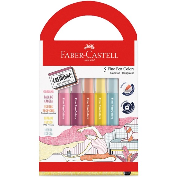 Caneta Hidrografica Finepen Faber-Castell C/5 Cores Relaxa Fpb/Es5Rrzf