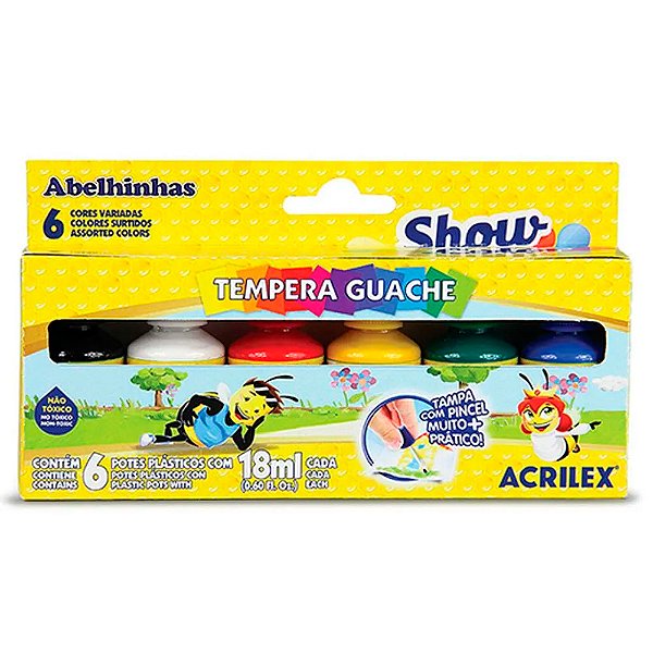 Guache Acrilex C/6 18Ml Pincel Acrilex
