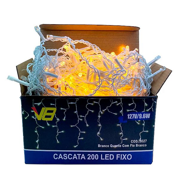 Pisca De Natal Branco Fixo 200 Lampadas 110V.Ref.3027