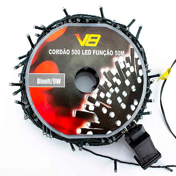 Pisca De Natal Branco 8F F Verde 500 Lampadas Bivolt Ref.2954