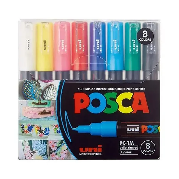 Caneta Uni Ball Posca Pc-1M C/8 Cores 59 0400