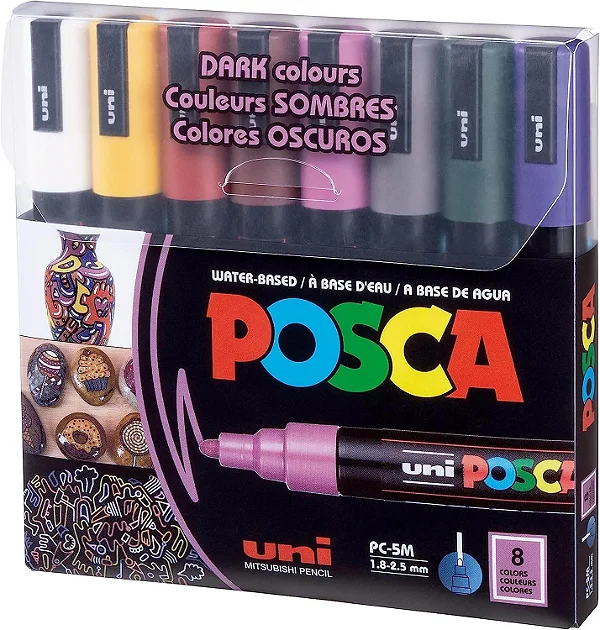 Caneta Uni Ball Posca Pc-5M C/8 Cores Dark 59 0401