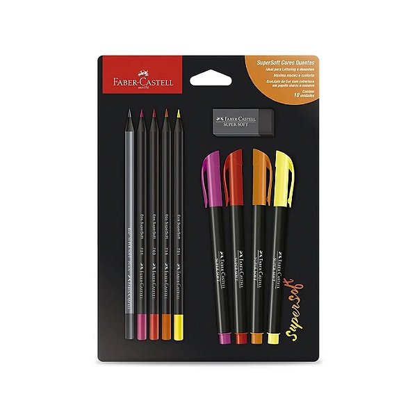 Kit FaberCastell Supersoft c/ 10 Pçs Cores Quentes
