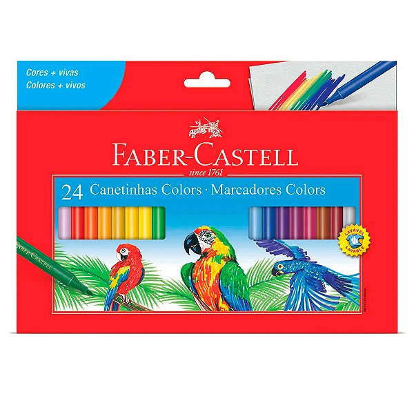 Caneta Hidrografica Faber C/24 Cores Regular Ref.15.0124Czf