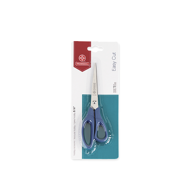 TESOURA HOBBY AZUL CORTE FACIL MUNDIAL 14CM 164N
