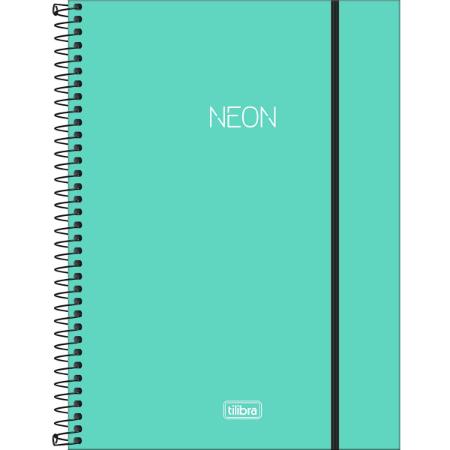 Caderno Espiral  Neon Tilibra 1 Materia 20mm x 275mm 80 Folhas Turquesa