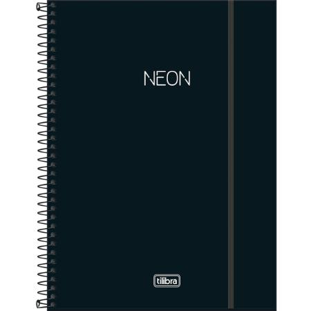 Caderno Espiral  Neon Tilibra 1 Materia 20mm x 275mm 80 Folhas Preto
