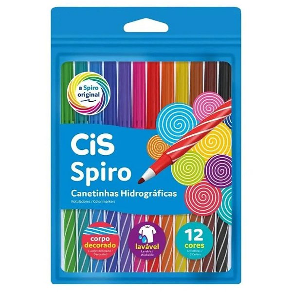 Caneta Hidrografica Spiro c/12 Cores