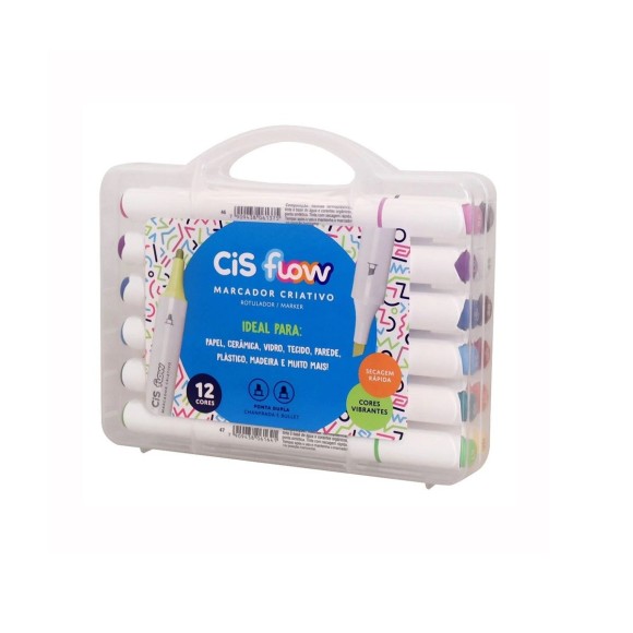 Marcador Cis Flow  Estojo c/12 Cores