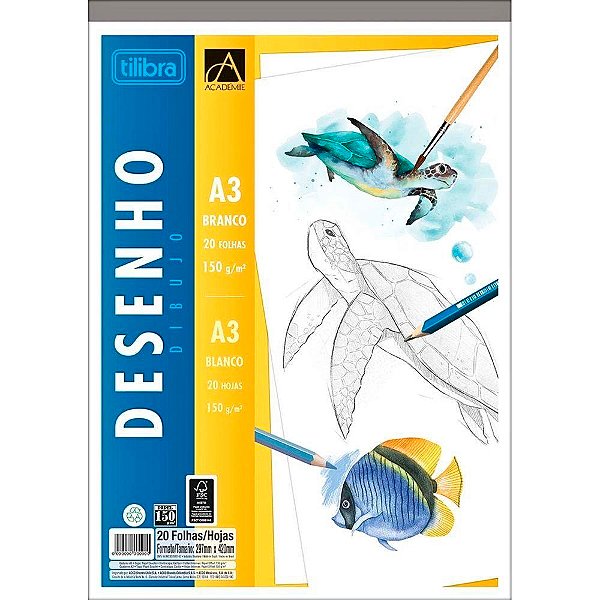 BLOCO ACADEMIE DESENHO A3 BRC 20F 150G