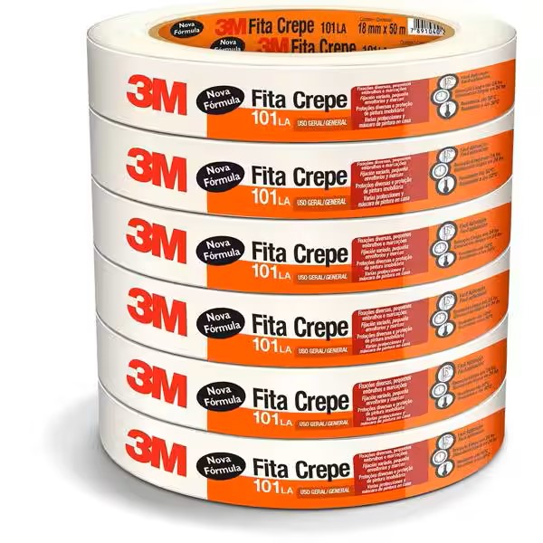 Fita Adesiva Crepe 3M 101LA 18mmx50m C/6 Unidades