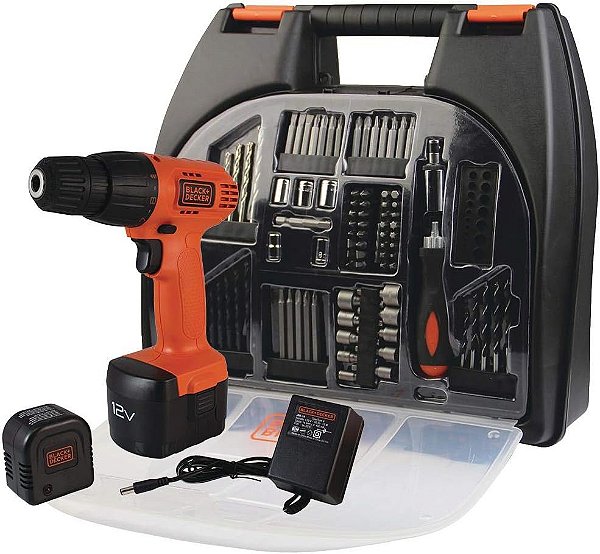 Kit Furadeira E Parafusadeira Maleta Black Decker E Carregador Bivolt Cd121K100 12V
