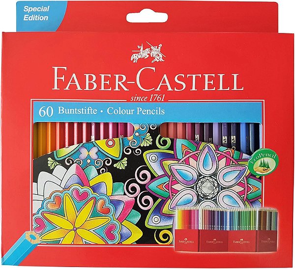 Lápis de cor premium Faber Castell, 60 cores